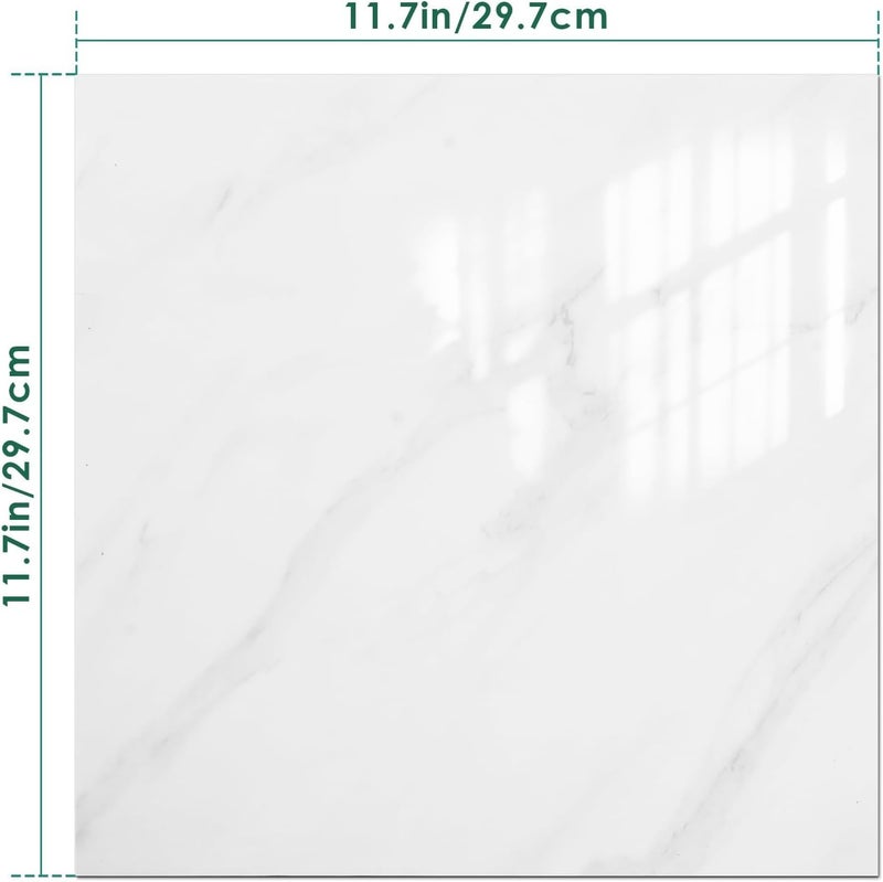 VallisCo Peel and Stick Backsplash Tiles 20 Sheets 12''x12'' PVC Self Adhesive Wall Tiles Back Splash Wall Panels Stick on Backsplash for Kitchen Bathroom Laundry Room, White - Image 2